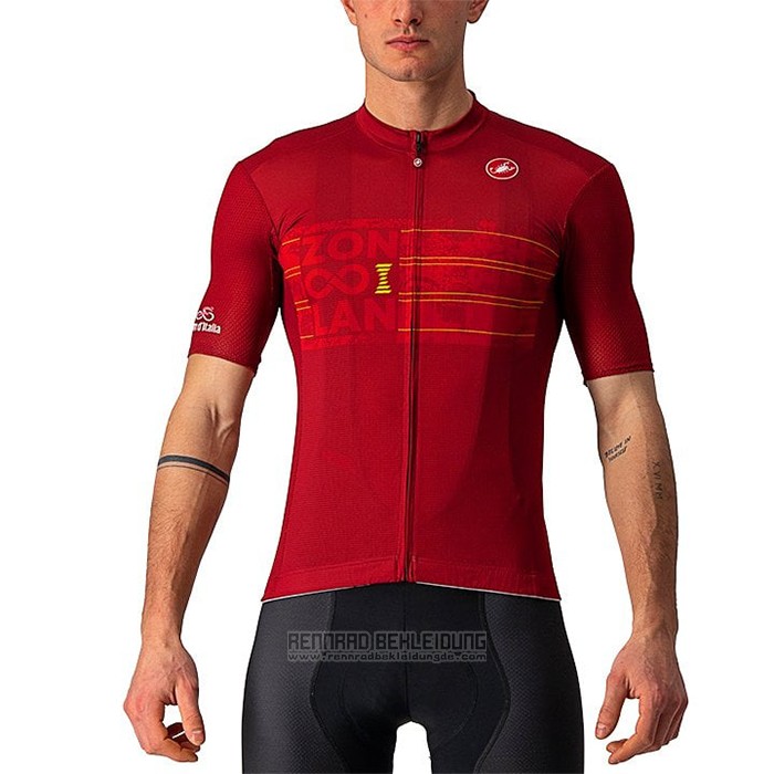 2021 Fahrradbekleidung Giro d'Italia Rot Trikot Kurzarm und Tragerhose